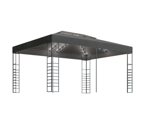 Cenador con tira de luces LED gris antracita 3x4 m