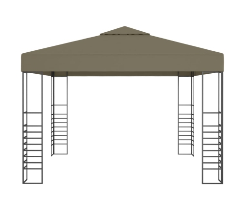 Carpa cenador de jardín con tira de luz LED 3x3m taupé 180 g/m²