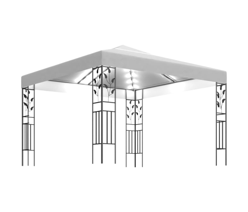 Carpa cenador de jardín con tira de luz LED 3x3 m blanco