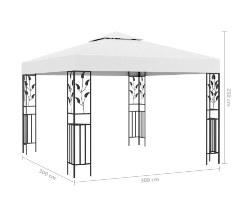 Carpa cenador de jardín con tira de luz LED 3x3 m blanco