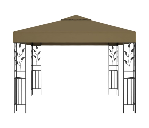 Carpa cenador de jardín con tira de luz LED 3x3m taupé 180 g/m²