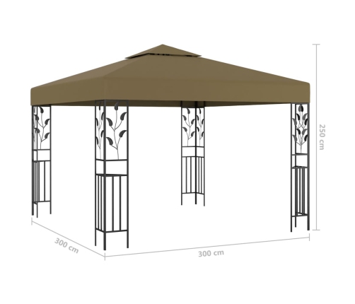 Carpa cenador de jardín con tira de luz LED 3x3m taupé 180 g/m²