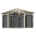 Cenador con mosquitera y tira de luces LED crema 3x3x2,73m