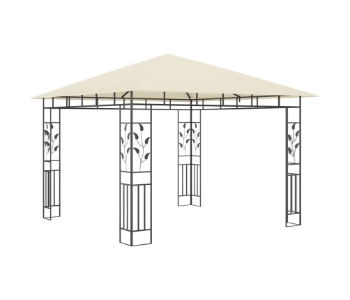 Cenador con mosquitera y tira de luces LED crema 3x3x2,73m
