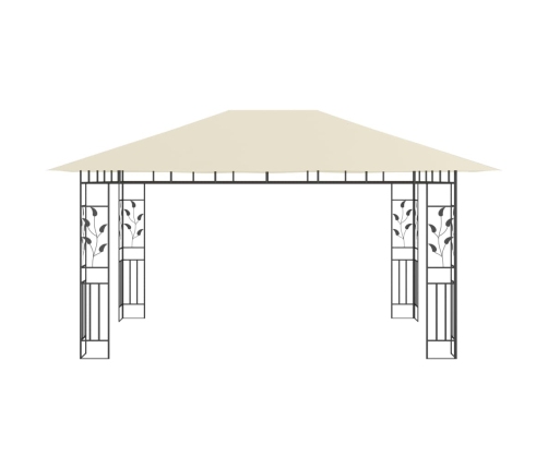 Cenador con mosquitera y tira luz LED crema 4x3x2,73m 180 g/m²