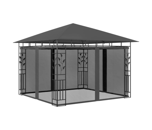 Cenador mosquitera y tira luz LED antracita 3x3x2,73m 180 g/m²