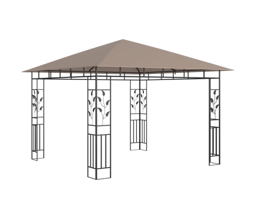 Cenador mosquitera y tira de luz LED taupé 3x3x2,73m 180 g/m²