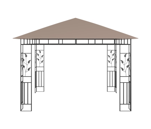 Cenador mosquitera y tira de luz LED taupé 3x3x2,73m 180 g/m²