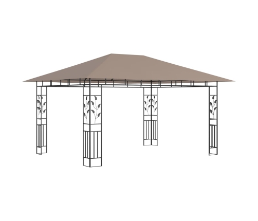 Cenador con mosquitera y tira luz LED taupé 4x3x2,73m 180 g/m²