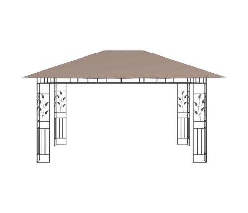 Cenador con mosquitera y tira luz LED taupé 4x3x2,73m 180 g/m²