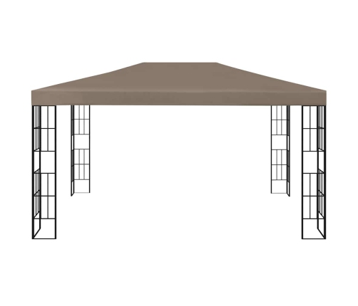 Carpa cenador de jardín con tira de luces LED 4x3 m taupé