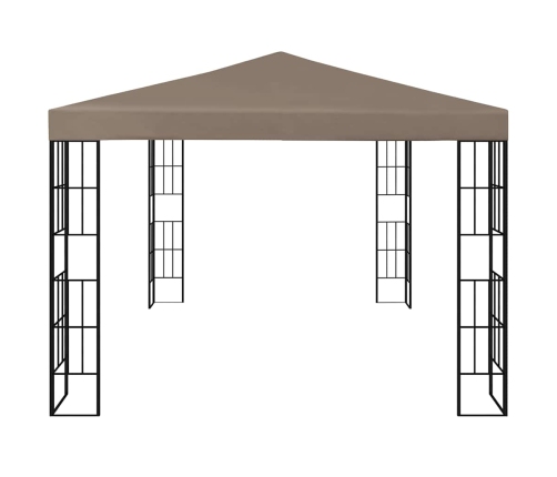 Carpa cenador de jardín con tira de luces LED 4x3 m taupé