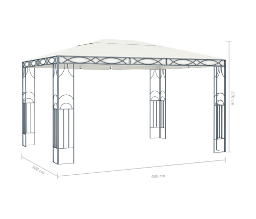 Cenador con tira de luces LED 400x300 cm crema