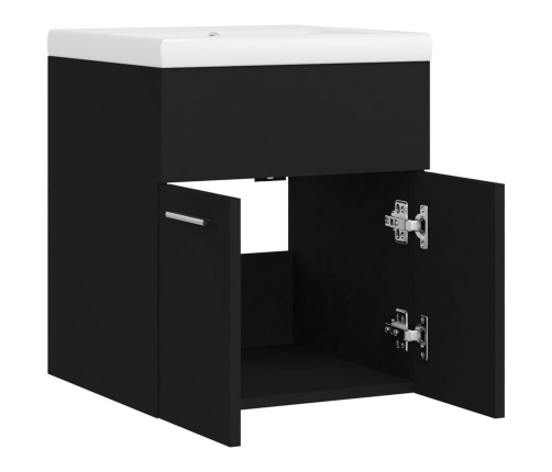 Mueble con lavabo madera de ingeniería negro