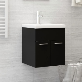 Mueble con lavabo madera de ingeniería negro