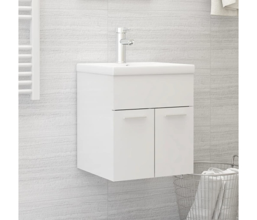 Mueble con lavabo madera de ingeniería blanco brillante