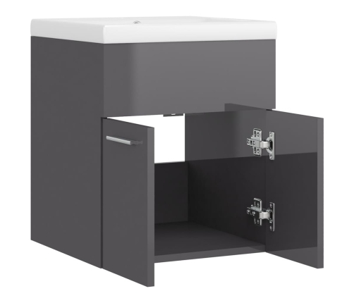 Mueble con lavabo madera de ingeniería gris brillante