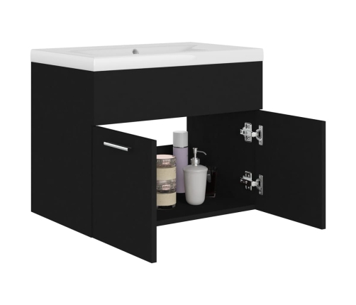 Mueble con lavabo madera de ingeniería negro