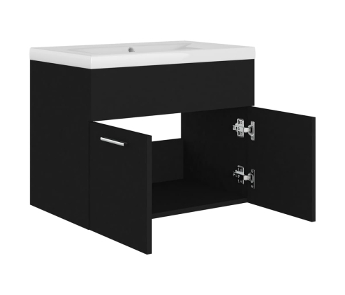 Mueble con lavabo madera de ingeniería negro