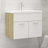 Mueble con lavabo madera de ingeniería blanco y roble Sonoma