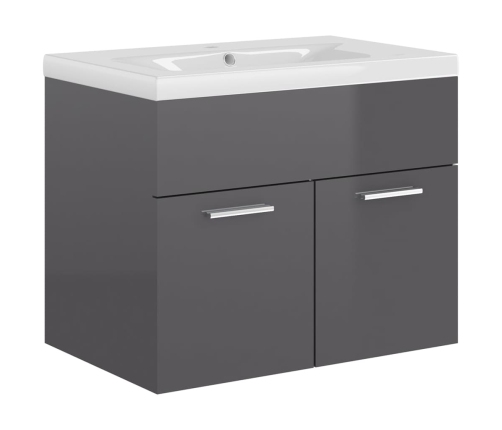 Mueble con lavabo madera de ingeniería gris brillante