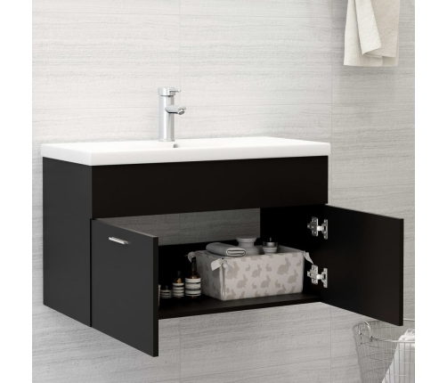 Mueble con lavabo madera de ingeniería negro