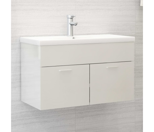 Mueble con lavabo madera de ingeniería blanco brillante