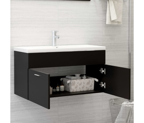 Mueble con lavabo madera de ingeniería negro