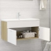 Mueble con lavabo madera de ingeniería blanco y roble Sonoma