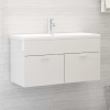 Mueble con lavabo madera de ingeniería blanco brillante