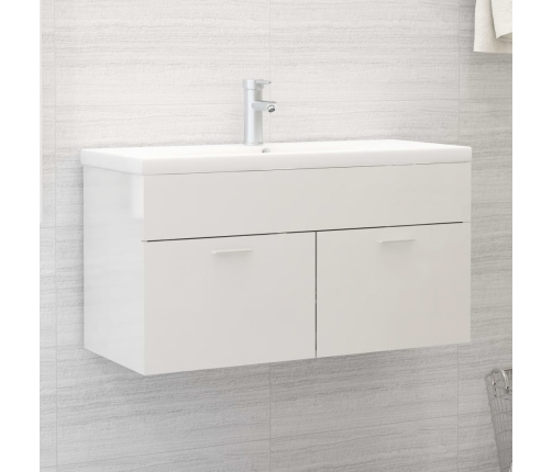 Mueble con lavabo madera de ingeniería blanco brillante