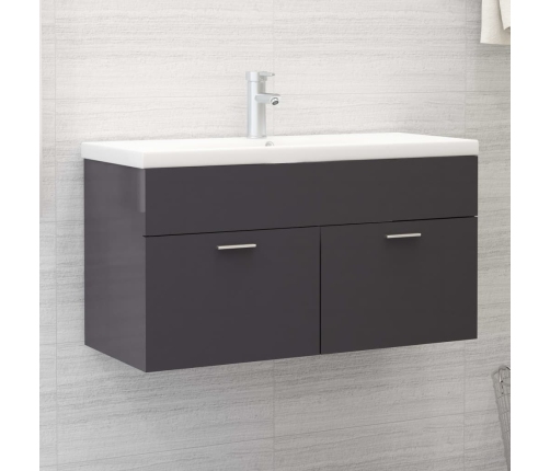 Mueble con lavabo madera de ingeniería gris brillante