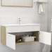 Mueble con lavabo madera de ingeniería blanco y roble Sonoma