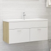 Mueble con lavabo madera de ingeniería blanco y roble Sonoma