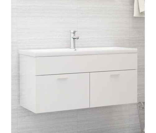 Mueble con lavabo madera de ingeniería blanco brillante