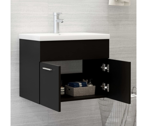 Juego de muebles de baño madera de ingeniería negro