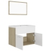 Set de muebles de baño madera ingeniería blanco y roble Sonoma