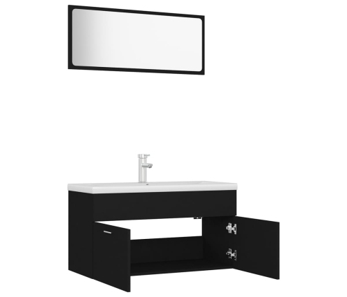 Juego de muebles de baño madera de ingeniería negro