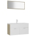 Set de muebles de baño madera ingeniería blanco y roble Sonoma