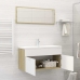 Set de muebles de baño madera ingeniería blanco y roble Sonoma