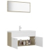 Set de muebles de baño madera ingeniería blanco y roble Sonoma