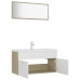 Set de muebles de baño madera ingeniería blanco y roble Sonoma