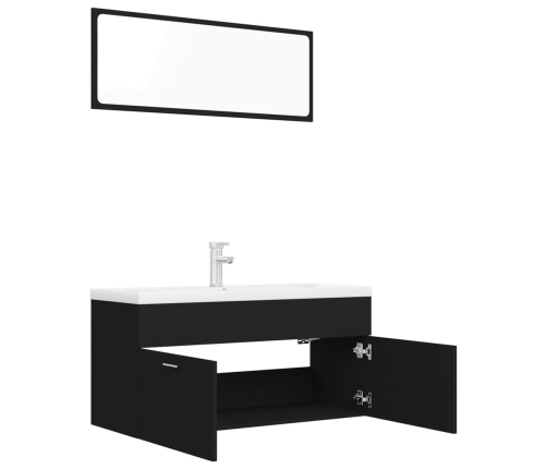 Juego de muebles de baño madera de ingeniería negro