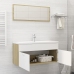 Set de muebles de baño madera ingeniería blanco y roble Sonoma