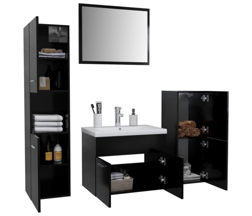 Conjunto de muebles de baño madera contrachapada negro