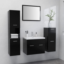 Conjunto de muebles de baño madera contrachapada negro