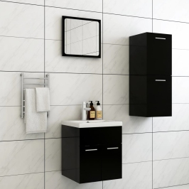 Juego de muebles de baño madera de ingeniería negro