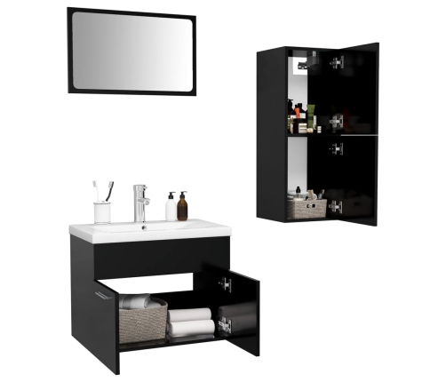 Conjunto de muebles de baño madera de ingeniería negro