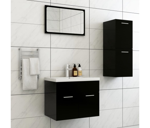 Conjunto de muebles de baño madera de ingeniería negro