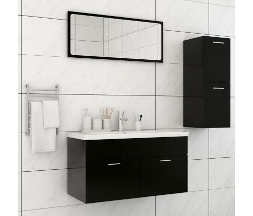 Juego de muebles de baño madera de ingeniería negro